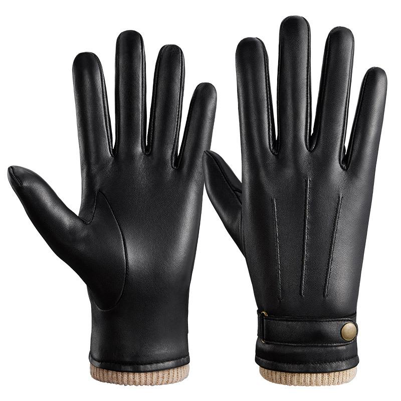 

Зимние теплые перчатки из овчины, корейские высококачественные мужские перчатки с плюшевой подкладкой, ветрозащитные перчатки для вождения из натуральной кожи, подарочная коробка XL