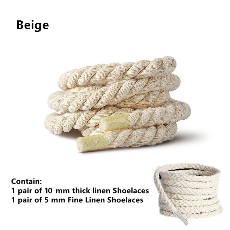 2 paar/set Vintage DIY Linnen Katoen Weefstijl Dikke Schoenveters Lage Canvas Groene Schoenveters Dames Heren Schoenveters Dropship 100cm beige
