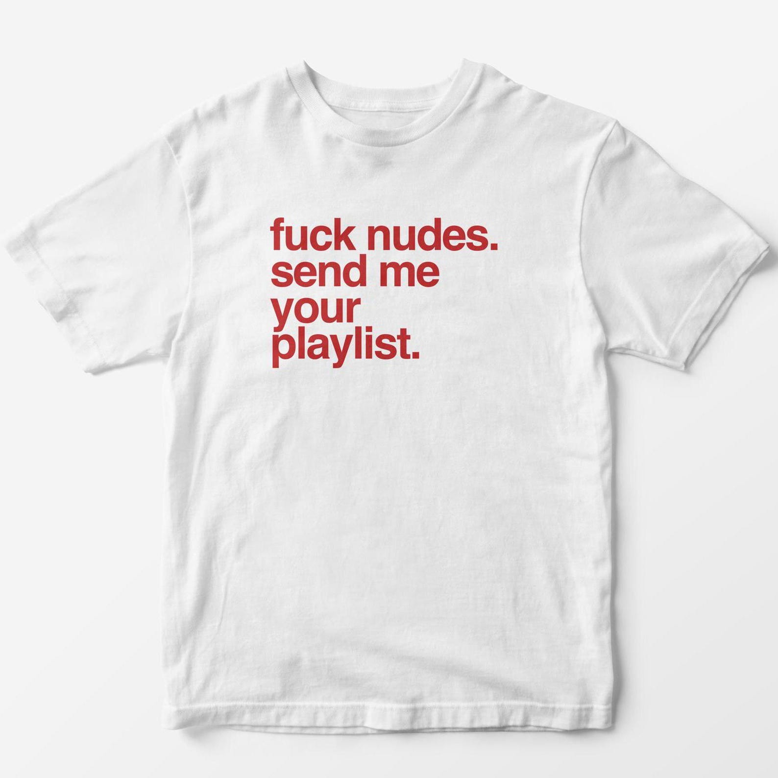 Funny Slogan T-Shirt – Send Your Playlist, Y2K Graphic Tee M