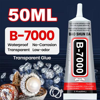 B7000 & E8000 Jewelry Adhesive (15/110g) for Rhinestones, Pearls, Glass, Metal, and Plastic—Waterproof and Transparent