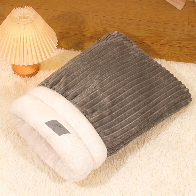 Pluszowe Zimowe Zamknięte Legowisko dla Psa i Kota: Ciepłe, Nieprzywierające, Wiatroodporne Gniazdo