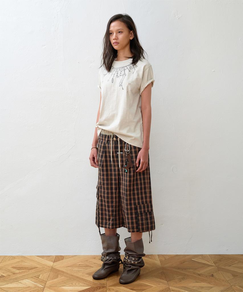 THEVINYLHOUSE Pantaloncini Cargo a Quadri Stratificati Marrone