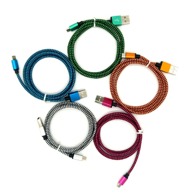 Durable Braided Fast Charge Data Cable Android Devices Aluminum Connectors Alloy