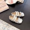 Kids Girls Mary Jane Shoes with Pearl Bow Decor