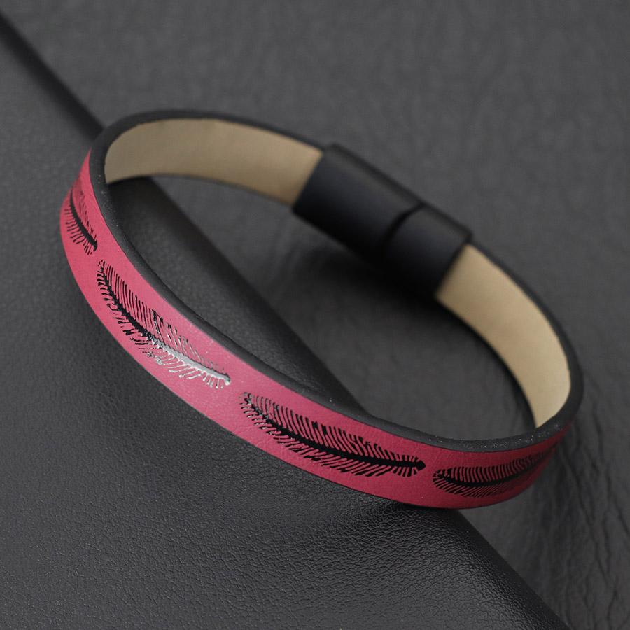 Punk Men Leather Bracelet Detachable Magnet Buckle Bangle Hiphop Feather Braclet Gifts For Him Leisure Pulseria Accessoris Joias