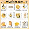 Karenhi 36 Pcs Bee Gnome Wooden Ornament Yellow Honeybee Gnome with Hat Hanging Decor Summer Tree Ornaments with String Bee Themed Party Favors for
