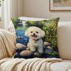 BBichon Frise Cushion Cover Linen Pillowcase Soft  for Sofa Bed Home Room Decor