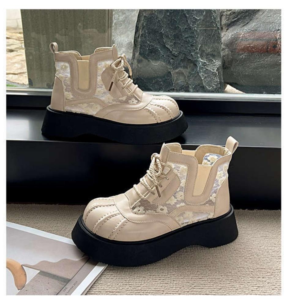 Women's Chunky Sole Ankle Boots - 2025 Summer Mesh Martin Boots Flat Platform Sandal Booties