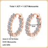 EWYA Luxury Moissanite Hoop Earrings 2.6 Carat D Color S925 Silver Earring For Women Party Fine Jewelry Christmas Gift
