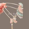 Elegant U-Shaped Butterfly Tassel Hairpin - Ancient Style Floral Accent for Qipao