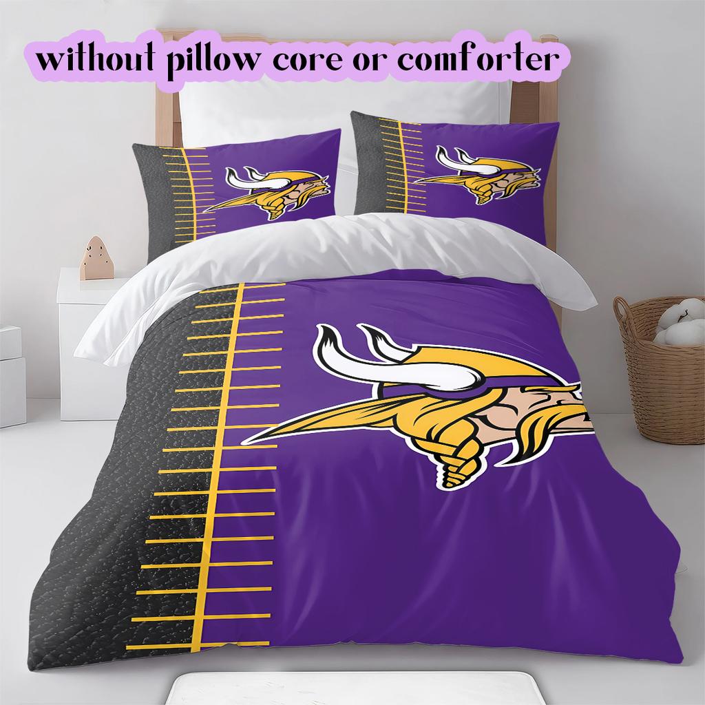 football Logo Pattern Bedding Quilt Set Quilt Cover Pillowcase Home Decoration Birthday Gift (1*duvet cover+ 2*pillowcase, without core)
