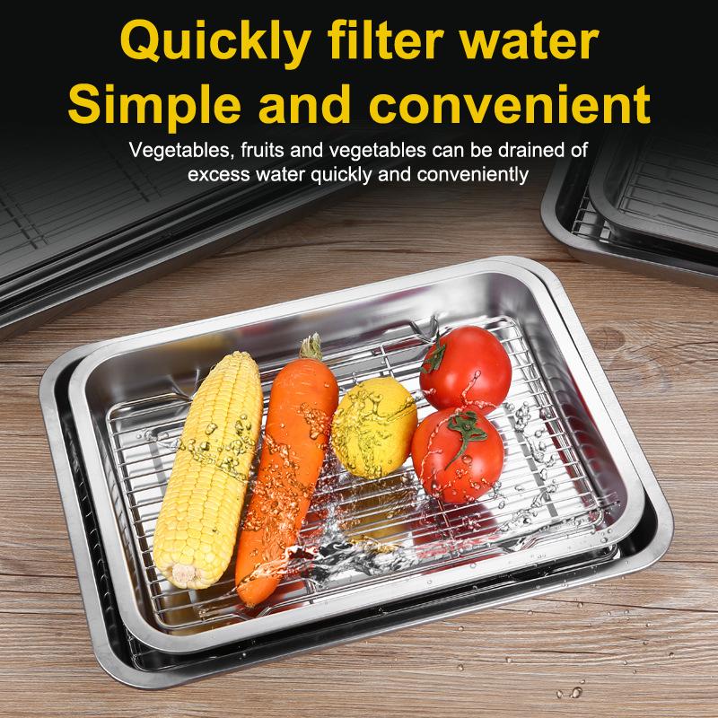 Stainless Steel Baking Tray With Removable Cooling Rack Set Plate Oven Brownie Rack Cooking Roasting Dish Outdoor Tableware