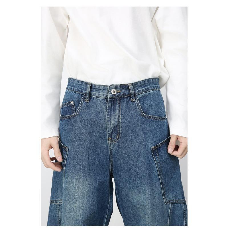 Vintage Gallery-shaped Machete Jeans Men's Loose Structure Design Sense Wide-leg Pants Straight Loose Jeans for Men Fashionable and Comfortable Pants