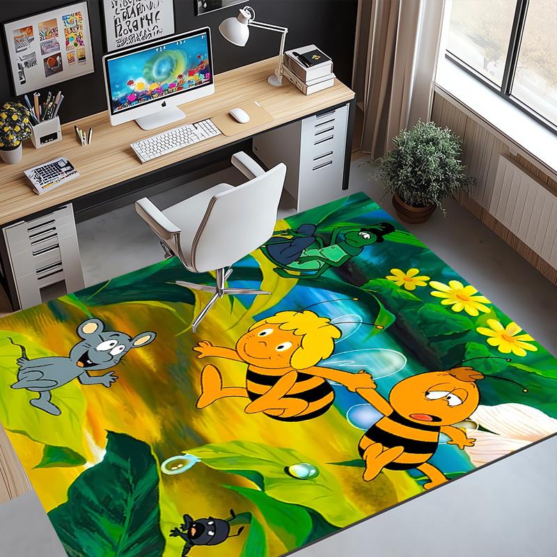 Maya the Bee Pattern Rug, Indoor/Outdoor Mat, for Picnic, Gameroom, Bedroom, Office, Living Room, Home Decor Carpet, Birthday Gift