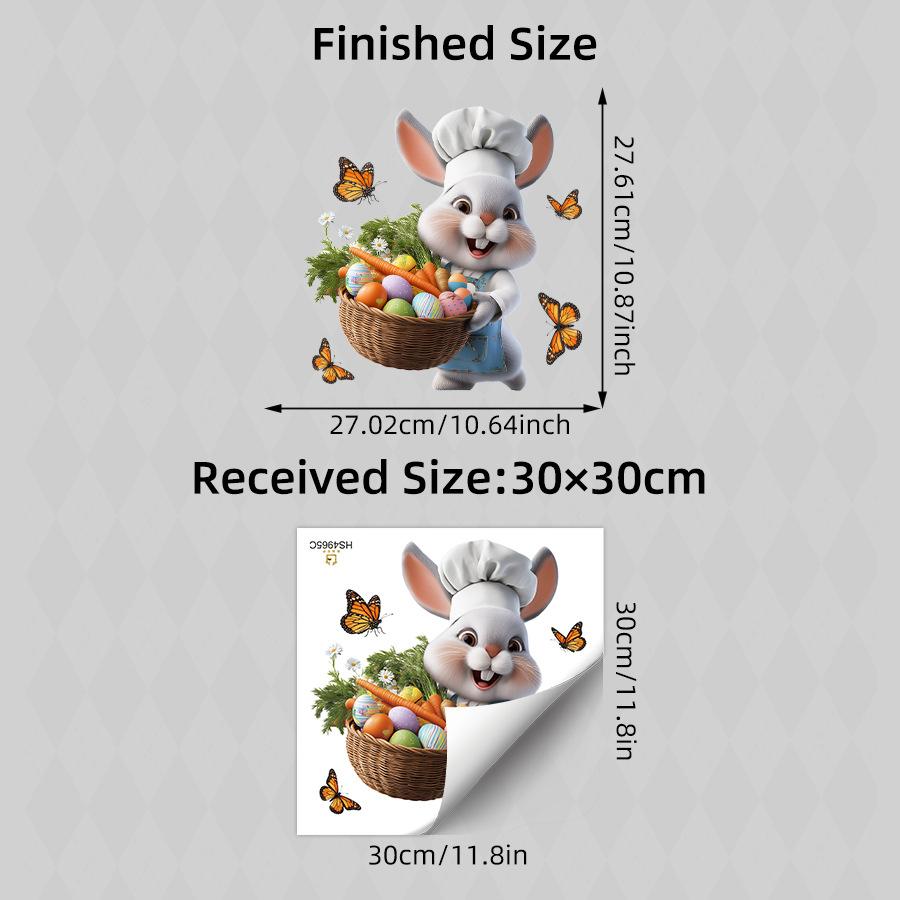 

Funny Chef Rabbit Vegetables Fruits Easter Eggs Waterproof Fridge Wall Sticker Kitchen Decor 30x30CM разноцветный