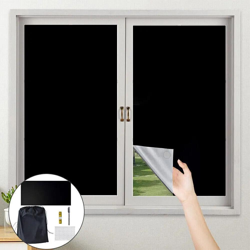 Removable Light Blocking Darkest Window Film Cloth DIY Total Blackout Glass Privacy Darkening Window Sticker HeatInsulation
