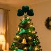 Patricks Day Shamrock Tree Toppers Ornament for Festival Holiday Atmosphere Durable Polyester Materials Tree Accessory
