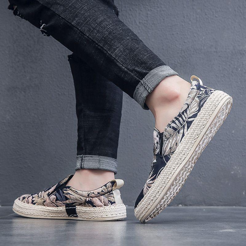 Chunky Male Shoe Spring Autumn Printing Flower Hiking Sneakers Work Adults Low Price Retro Leisure Deals Sale Men's Casual Shoes