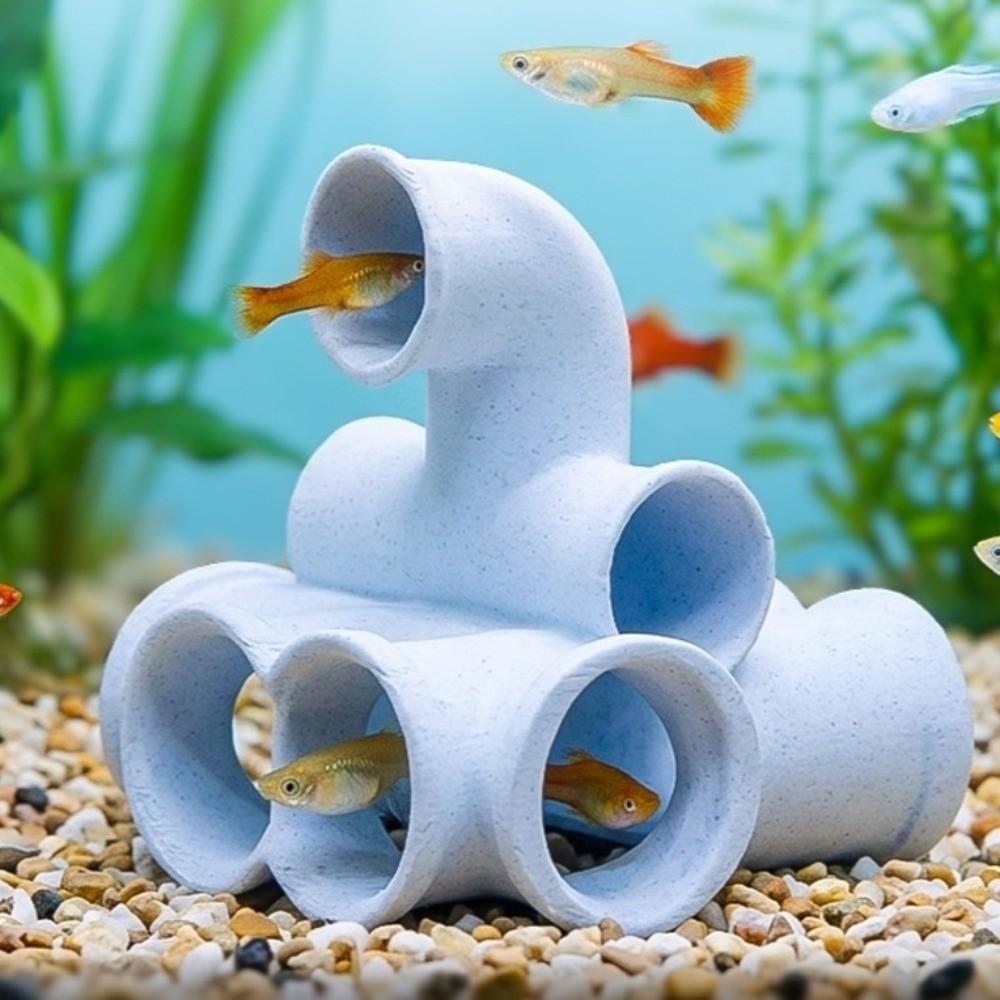 Abri en forme de tube imprimé en 3D pour poissons et crevettes, Labyrinthe paysager pour aquarium, Tunnel, Reproduction de poissons