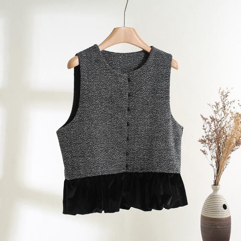 High waist and thin sparkling sequined sleeveless vest for women 2025 early spring French temperament contrasting top vest