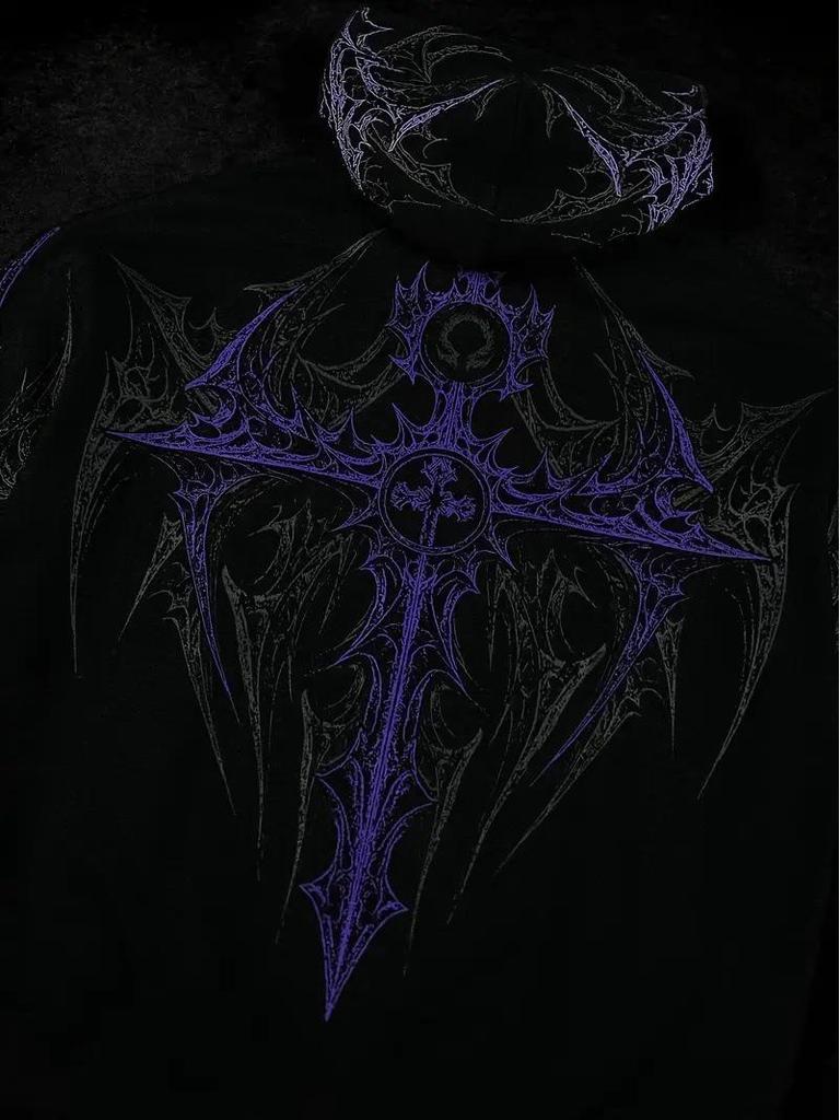 Divine Breath Zipper Hoodie: Men's Dark Style Fitness Sweatshirt