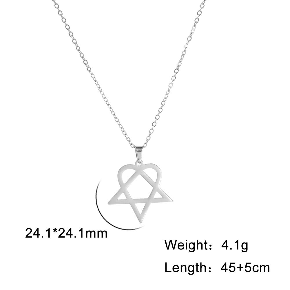 Unift Heartagram Pentacle Pentagram Necklaces for Women Stainless Steel Jewelry Fashion Geometric Pendant Neck Chain Accessories