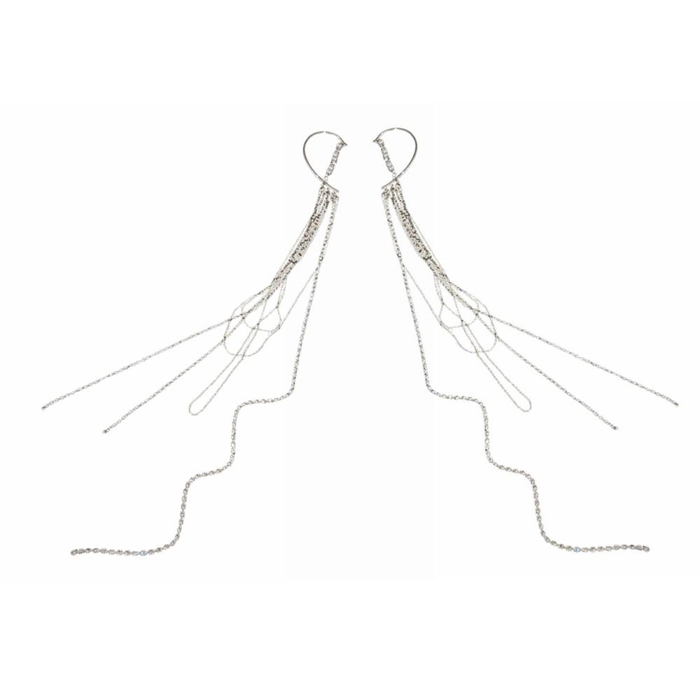 

Imitation Pearl Rhinestones Hanging Ear Clips Exaggerated Fake Cartilage Earrings Wedding срібний