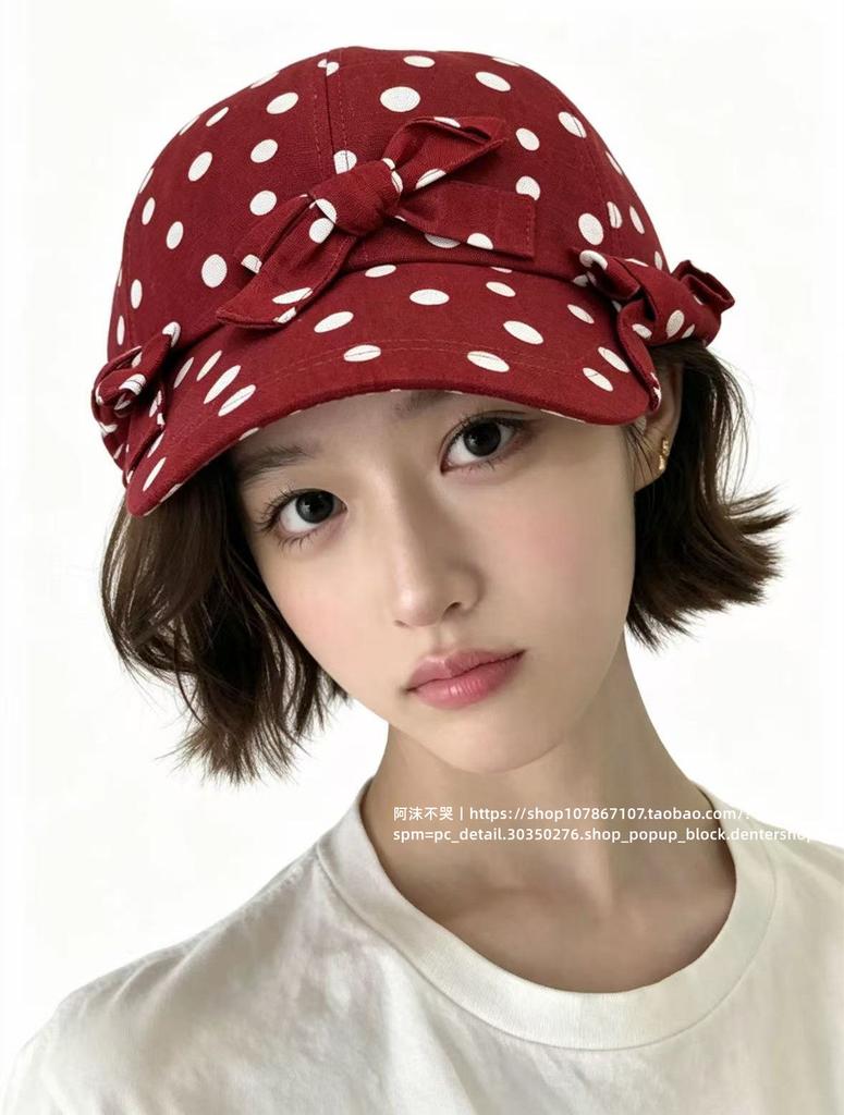 Cappellino da Baseball in Lino a Pois Francesi Donna Stile Morbido Elegante Traspirante Cappello da Sole Estivo Casual con Visiera