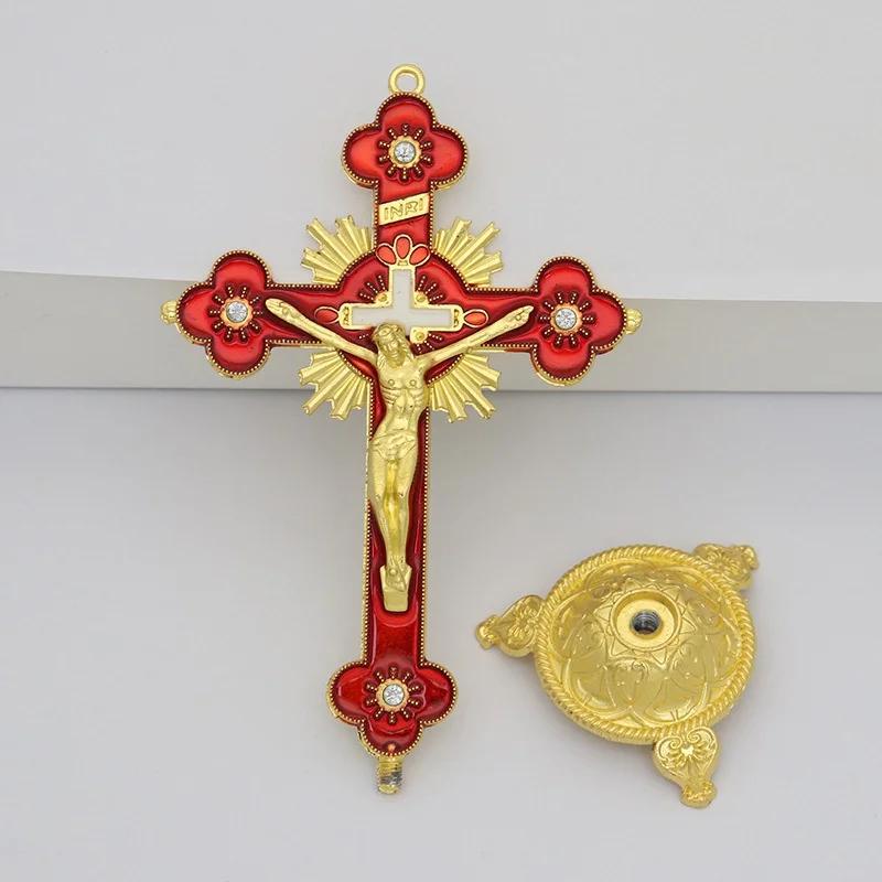 Church Relics Figurines Crucifix Jesus Christ On The Stand Cross Wall Crucifix Antique Home Chapel Decoration Prayer Crosses