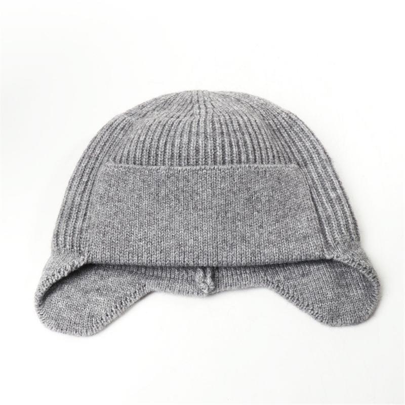 Knit Brimless With Solid Color Earflaps Design Soft Acrylic Winter Pullover Hat For Unisex Adults Teens Daily Cycling Wear