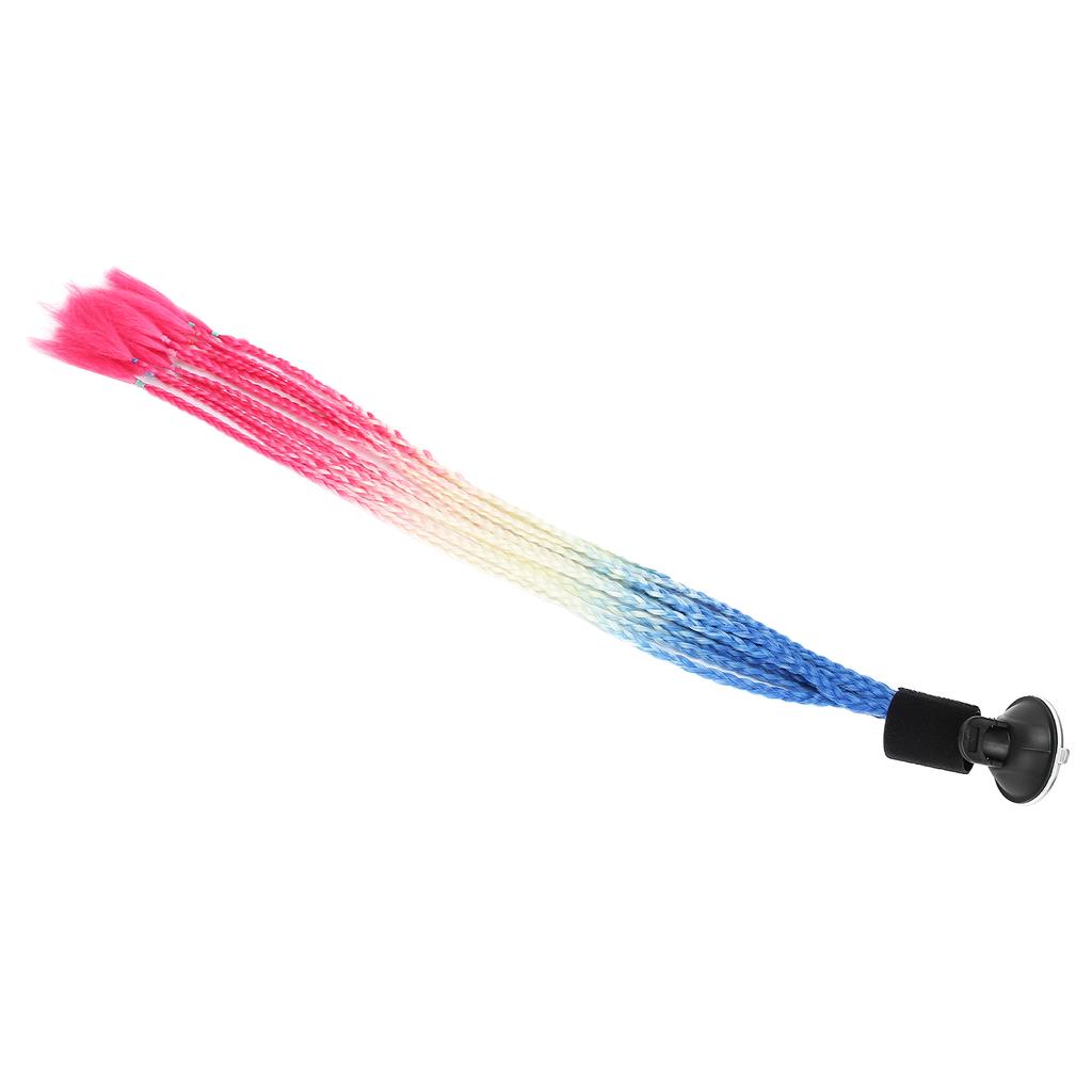 Helmet Braids Suction Cup Punk Style Motorcycle Helmet Pigtails Ponytail Gradient ColorRed White Blue