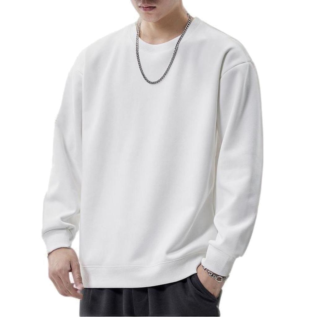 Men's And Women's Solid-color Casual Round-neck Long-sleeved Top, Men's Fitted Base Sweatshirt