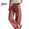 Wide-leg Denim Pants for Women Barrel Jeans Floral Print Boyfriend Baggy Casual Mid Rise Wide Leg Ankle