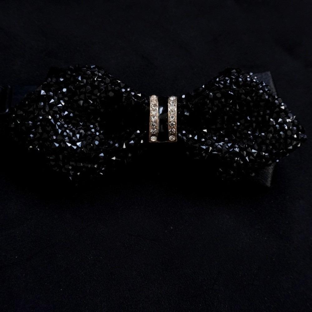

Solid Color Rhinestone Collar Flower Adjustable Men s Suit Accessory Gentleman s Bow Tie Wedding Style A Black