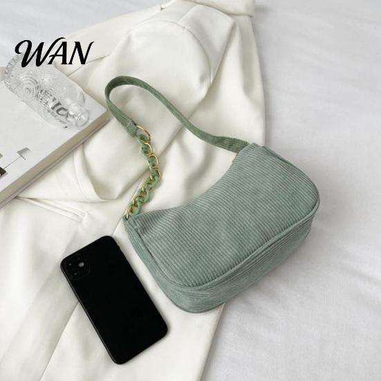 Corduroy Purse Women Shoulder Bag Stylish Top Handle Crescent Retro Style Handbag Simple Armpit for Shopping Commuting Dating