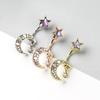 Cross-Border Moon & Star Belly Button Ring - Stainless Steel Piercing Jewelry for Women