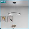 Ringformad LED-taklampa, matt svart, 25W, modern, industriell, hängande, lång, Neutral
