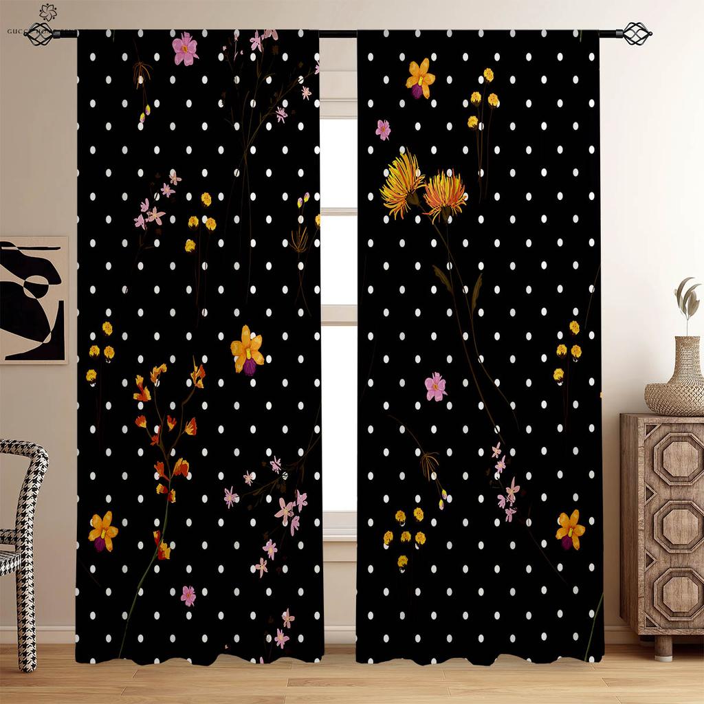Retro Flower Pastoral Style Printed Curtains Bedroom Living Room Study Kitchen Curtains Window Decoration Easy To Wash And Care
