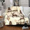 Winter Forest With Deer And Trees Under Snowfall Throw Customizable Blanket Personalized Text Warmthful Decor Perfect For Sofa Couch Office Bed