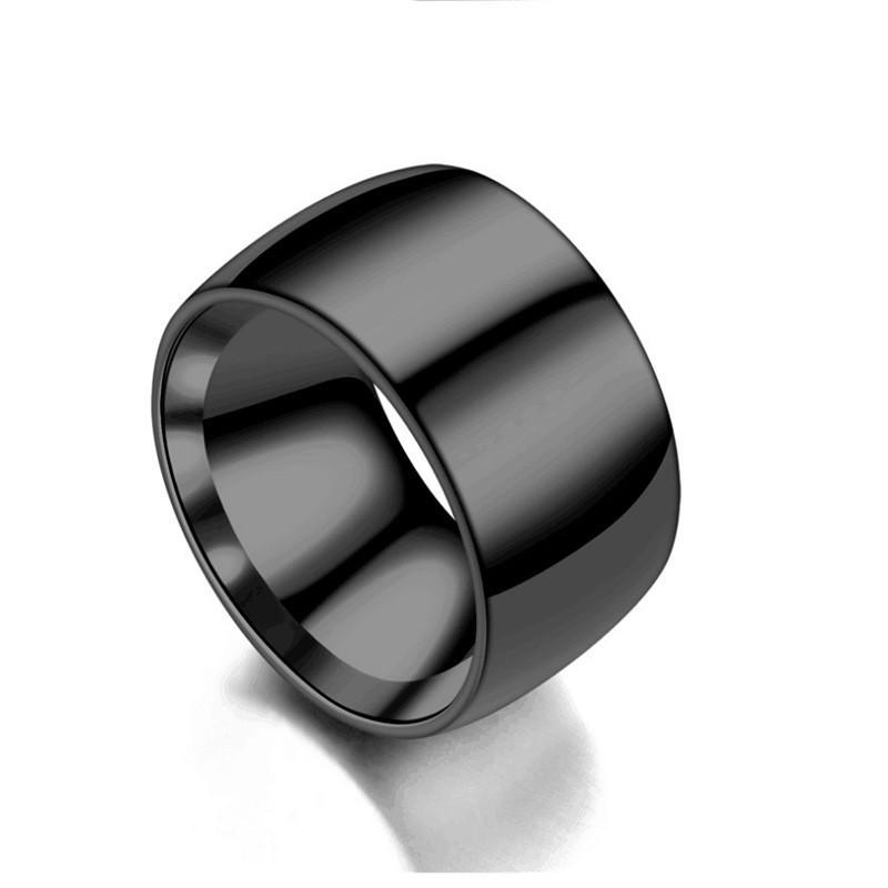 Bague pour homme en acier titane 12 mm: Bijoux simples, unis en acier inoxydable pour couple