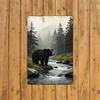 Tin Sign Bear River Forest Mountain Wilderness Landscape Vintage Rustic Metal Wall Decor Plaque for Cabin Lodge Bar Man Cave Hom