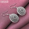 925 Sterling Silber Mode Runde Anhänger Ohrringe Hochzeitsschmuck