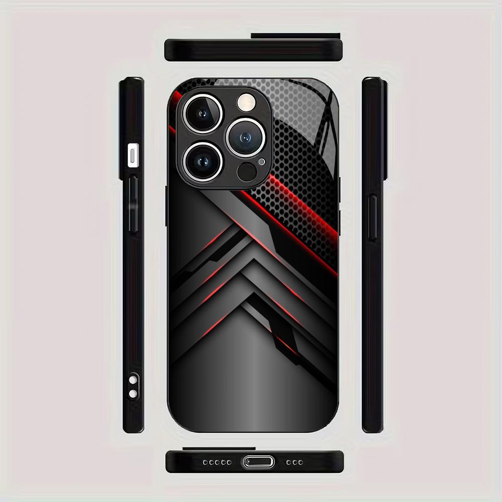 Mode geometrisch patroon gehard glazen telefoonhoes geschikt voor iPhone 17 16 15 14 13 12 11 Pro/Max/Plus anti-val achterkant
