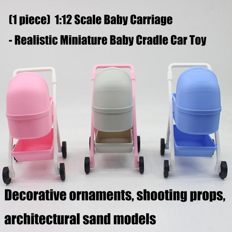 Miniature Baby Cradle Model Figure Doll House Nursery Room Scene Display Accessory Realistic Design 1/12 Scale Furniture