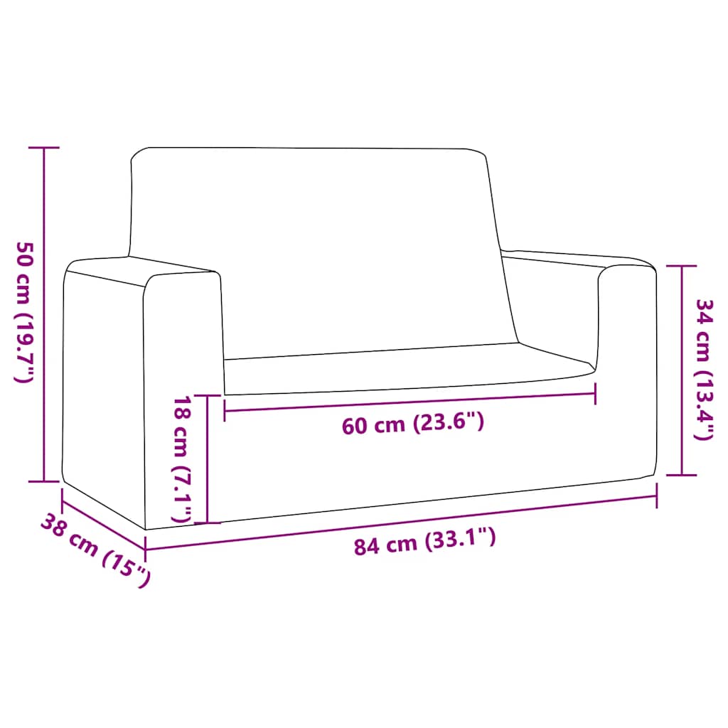 Kids  2 Seater Sofa In Anthracite Soft Plush