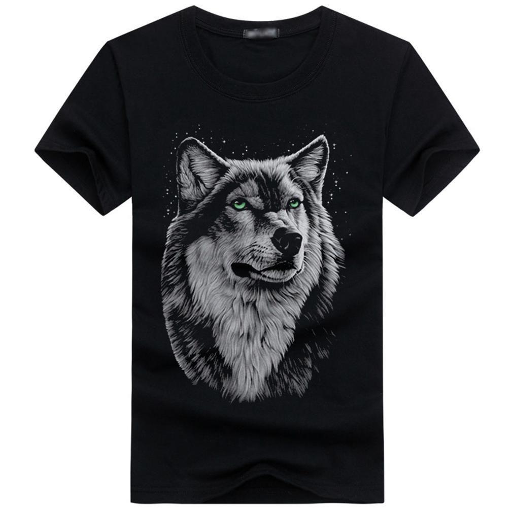 Premium Quality Men Wolf Print Round Neck Short Sleeve T-shirt For Casual Comfort