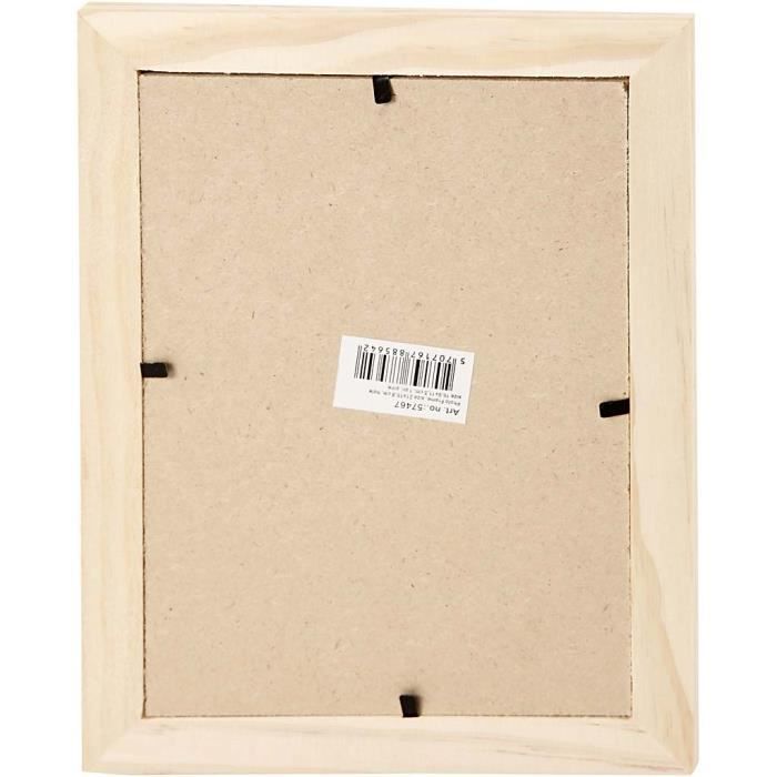 Wide-rimmed Wooden Photo Frame with Glass and Hanging Hole. Metal Brackets Are Mounted On the Longitudinal Sides.