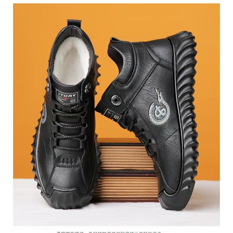 Winter Thick-soled Men's Cotton Shoes, New High-top Velvet Thickened Snow Boots, Cold-proof and Warm Soft-soled Cotton Shoes