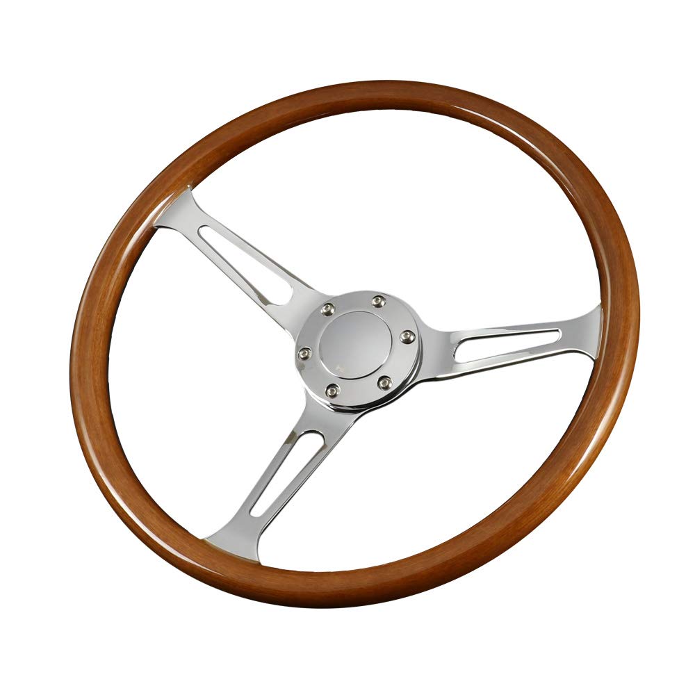

Deporacing N375W Wood Steering Wheel, 37.5mm Diameter, Wood & Polished, Classic Style, Large Diameter (38mm x 37.5cm)