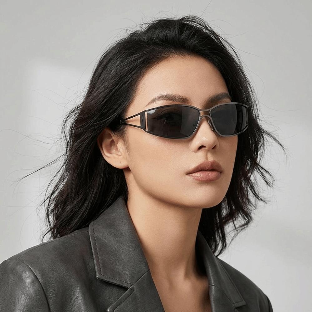 Vintage Y2k Frameless Sunglasses Metal Gradient Trendy Fashion Sunglasses Steampunk Small Frame UV Protection Sunglasses Women